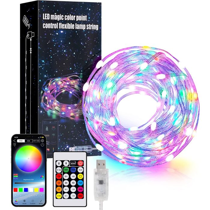USB Powered 10M Dream Chasing Flagpole Led Light String, Remote, Button or App Controlled