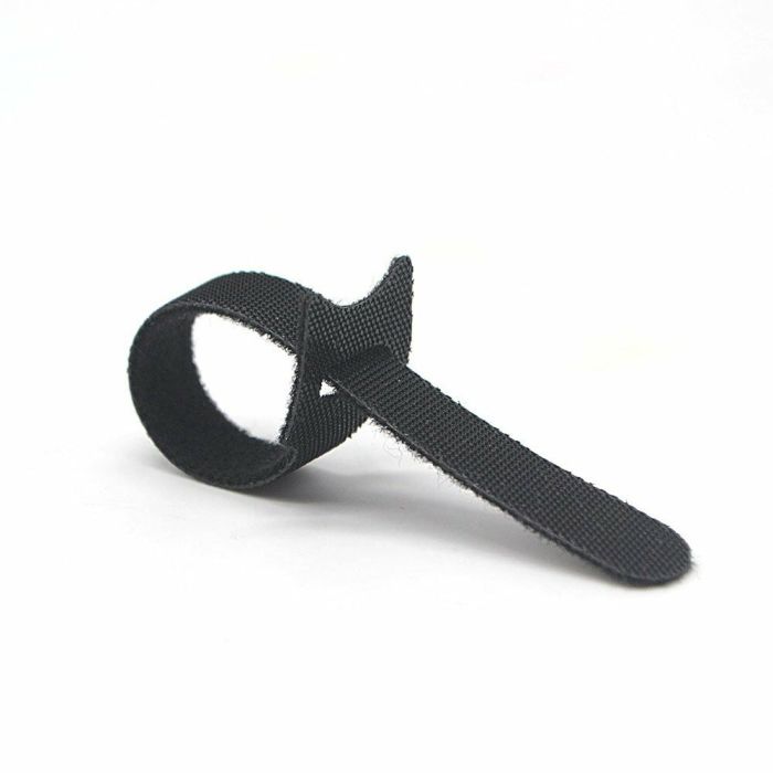6Pcs Black Strapping Velcro Cable Ties With Buckle Band Flag Pole Strap Reusable
